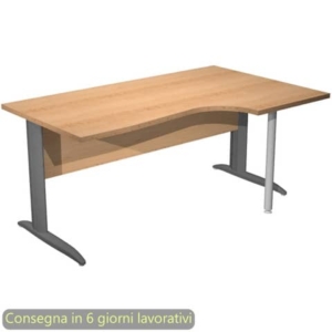 Scrivania angolare destra piano Faggio 160x60/80/100xh.72 cm gamba ad L metallo Antracite Presto Compact - 008K211/6/AF-0
