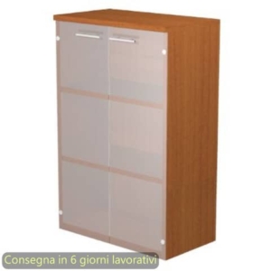 Mobile medio con ante in vetro satinato 80x35xh.120 cm 2 ripiani Presto Artexport Ciliegio - 035-69G/H-0