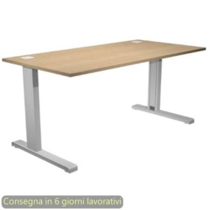Scrivania piano Rovere 120x80xh.73 cm gamba ad L in metallo Grigio alluminio linea Flex Artexport - URB/T-120/C-0
