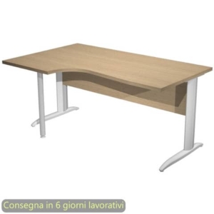 Scrivania angolare sinistra piano Rovere 160x60/80/100xh.72 cm gamba a L metallo Grigio - Presto Compact - 009K211/C/AA-0