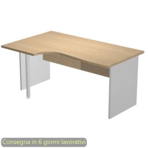 Scrivania angolare sinistra piano Rovere 160x60/80/100xH72 cm gamba a pannello Grigia - Presto Compact - 009PAN11/C5-0