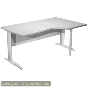 Scrivania angolare destra piano Grigio 160x60/80/100xh.72 cm gamba ad L metallo Grigio Presto Compact - 008K211/9/AA-0