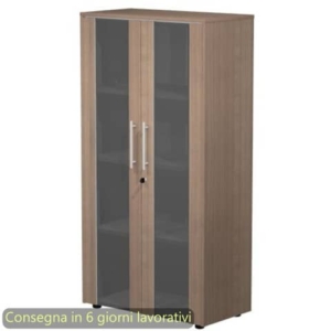 Armadio medio con ante vetro/melaminico 82,8x43xh.158,2 cm Flora Artexport Noce arabis - 937-74/K-0