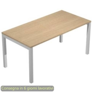 Scrivania piano Rovere 120x80xh.72,5 cm gamba a ponte metallo Grigio alluminio Presto Venere Plus Artexport - 664/C-0