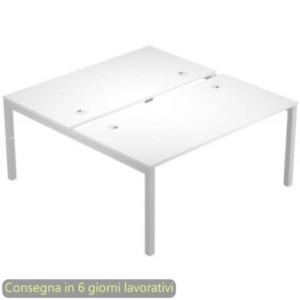 Scrivania bench doppia piano Bianco 180x168xh.72,5 cm gamba a ponte metallo Grigio Bridge Artexport - BENCH18/3-AA-0