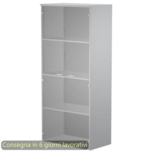 Mobile alto con ante in vetro satinato 80x35xh.180 cm 3 ripiani Presto Artexport Grigio - 038-39-75G/9-0