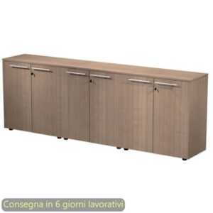 Composizione tre armadi bassi con 6 ante melaminico 242,8x43xh.81,4 cm Flora Artexport Noce arabis - 930T-67x3/K-0