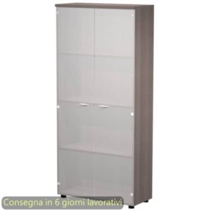 Mobile alto con ante in vetro satinato 80x35xh.180 cm 3 ripiani Presto Artexport Frassino toscano-0