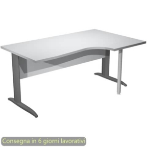 Scrivania angolare destra piano Grigio 160x60/80/100xh.72 cm gamba ad L metallo Antracite Presto Compact - 008K211/9/AF-0