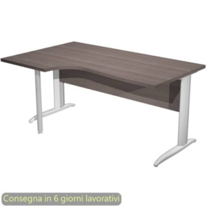 Scrivania angolare sinistra Frassino toscano 160x60/80/100xh.72 cm gamba a L metallo Grigio - Presto Compact - 009K211/F/AA-0