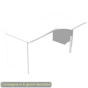 Scrivania angolare destra piano Bianco 160x60/80/100xH72 cm gamba a pannello in melaminico Presto Compact - 008PAN11/3-0