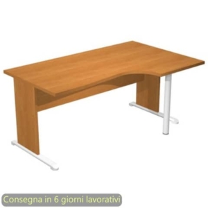 Scrivania angolare destra Noce chiaro 160x60/80/100xh.72 cm gamba a pannello e piede metallico Presto Compact 008L11/4-0