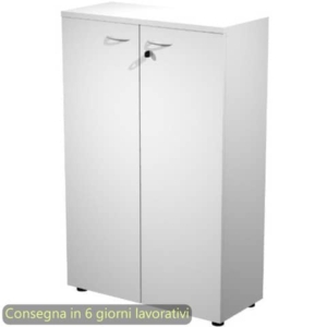 Mobile medio con ante con serratura 80x35xh.120 cm 2 ripiani Presto Artexport Bianco - 035-69M/3-0