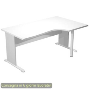 Scrivania angolare destra piano Bianco 160x60/80/100xh.72 cm gamba a pannello e piede metallico Presto Compact 008L11/35-0