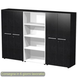 Composizione tre armadi medi con 2 coppie ante 162,8x43xh.158,2 cm Flora Artexport Nero venato frassino-0