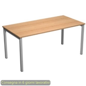 Scrivania piano Faggio 120x80xh.72,5 cm gamba a ponte metallo Grigio alluminio Presto Venere Plus Artexport - 664/6-0