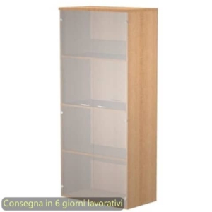 Mobile alto con ante in vetro satinato 80x35xh.180 cm 3 ripiani Presto Artexport Faggio - 038-39-75G/6-0
