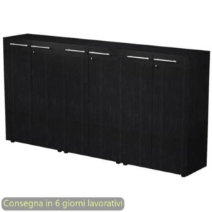 Composizione tre armadi medi con ante 242,8x43xh.119,8 cm Flora Artexport Nero venato frassino - 935T-69x3/8-0