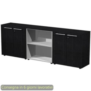 Composizione tre armadi bassi con 4 ante legno 242,8x43xh.81,4 cm Flora Artexport Nero venato frassino - 930T-67x2/8-0