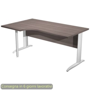 Scrivania angolare sinistra Frassino toscano 160x60/80/100xh.72 cm gamba a L metallo Bianco - Presto Compact 009K211/F/AN-0