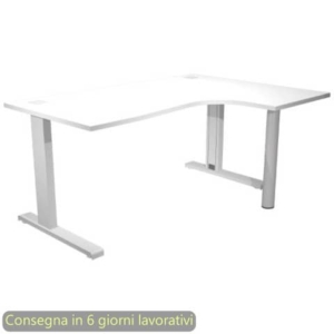 Scrivania angolare destra piano Bianco 160x120/80/60xh.73 cm gamba ad L metallo Grigia Flex Artexport - URB/T-CP16DX/3-0