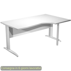 Scrivania angolare destra piano Bianco 160x60/80/100xh.72 cm gamba ad L metallo Grigio Presto Compact - 008K211/3/AA-0
