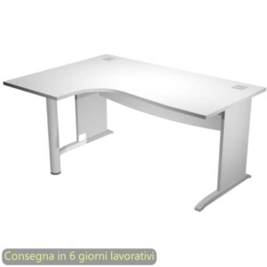 Scrivania angolare sinistra piano Bianco 180x120/80/60xh.73 cm gamba ad L in melaminico Compact Flex - JPL/CP18SX/3-0