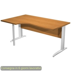 Scrivania angolare sinistra Noce chiaro 160x60/80/100xh.72 cm gamba a L metallo Grigio - Presto Compact - 009K211/4/AA-0