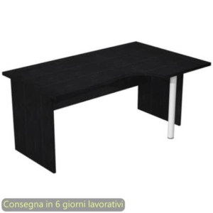 Scrivania angolare destra Nero Frassino 160x60/80/100xH72 cm gamba a pannello in melaminico Presto Compact - 008PAN11/8-0
