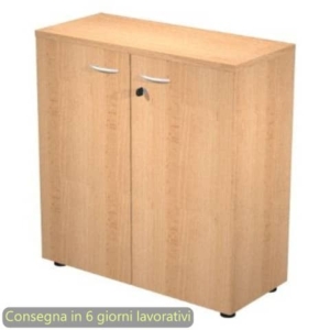 Mobile basso con ante in melaminico con serratura 80x35xh.72 cm Presto Artexport Faggio - 030-67M/6-0