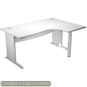 Scrivania angolare destra piano Bianco 160x120/80/60xh.73 cm gamba ad L in melaminico Compact Flex - JPL/CP16DX/3-0
