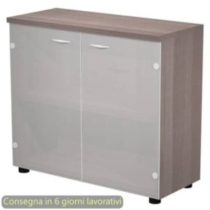 Mobile basso con ante in vetro satinato 80x35xh.72 cm Presto Artexport Frassino toscano - 030-67G/F-0