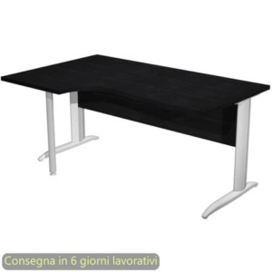 Scrivania angolare sinistra Nero venato frassino 160x60/80/100xh.72 cm gamba a L metallo Grigio - Presto Compact- 009K211/8/AA-0
