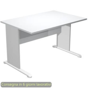 Scrivania piano Bianco 120x80xh.72 cm gamba a pannello Grigia con piede metallico linea Presto Artexport 004L/35-0
