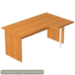 Scrivania angolare destra Noce chiaro 160x60/80/100xH72 cm gamba a pannello in melaminico Presto Compact - 008PAN11/4-0