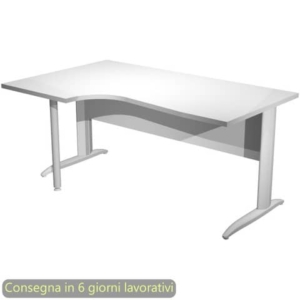 Scrivania angolare sinistra piano Bianco 160x60/80/100xh.72 cm gamba a L metallo Bianco Presto Compact - 009K211/3/AN-0