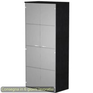 Mobile alto con ante in vetro satinato 80x35xh.180 cm 3 ripiani Presto Artexport Nero venato fras. 038-39-75G/8-0