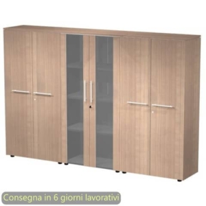 Composizione 3 armadi medi con ante 162,8x43xh.158,2 cm Flora Artexport Noce arabis - 937T-73x2-74/K-0
