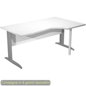 Scrivania angolare destra piano Bianco 160x60/80/100xh.72 cm gamba ad L metallo Antracite Presto Compact - 008K211/3/AF-0