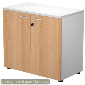 Mobile basso con serratura Presto 80x44xh.72 cm - struttura Grigia Artexport ante Faggio - 530-67M/6-0