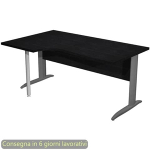 Scrivania angolare sinistra Nero venato frassino 160x60/80/100xh.72 cm gamba a L metallo Antracite - Presto Compact 009K211/8/AF-0