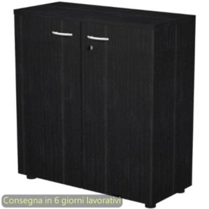 Mobile basso con ante in melaminico con serratura 80x35xh.72 cm Presto Artexport Nero Frassino - 030-67M/8-0