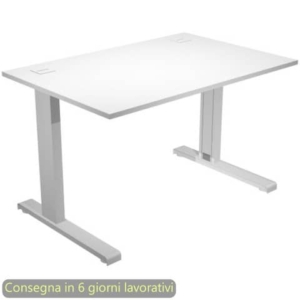 Scrivania piano Bianco 120x80xh.73 cm gamba ad L in metallo Grigio alluminio linea Flex Artexport - URB/T-120/3-0