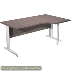 Scrivania angolare destra Frassino toscano 160x60/80/100xh.72 cm gamba ad L metallo Bianco opaco Presto Compact 008K211/F/AN-0