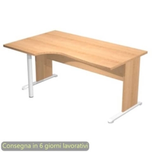 Scrivania angolare sinistra piano Faggio 160x60/80/100xh.72 cm gamba a pannello e piede metallico Presto Compact 009L11/6-0