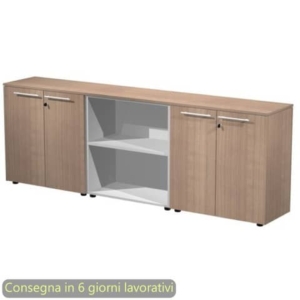 Composizione tre armadi bassi con 4 ante legno 242,8x43xh.81,4 cm Flora Artexport Noce arabis - 930T-67x2/K-0