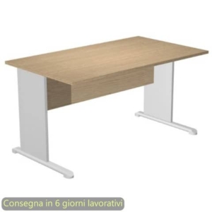 Scrivania piano Rovere 140x80xh.72 cm gamba a pannello Grigia con piede metallico linea Presto Artexport 002L/C5-0