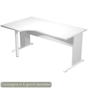 Scrivania angolare sinistra piano Grigio 160x60/80/100xh.72 cm gamba a pannello e piede metallico Presto Compact 009L11/9-0