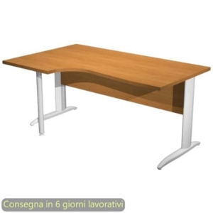 Scrivania angolare sinistra Noce chiaro 160x60/80/100xh.72 cm gamba a L metallo Bianco - Presto Compact 009K211/4/AN-0