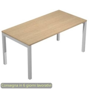 Scrivania piano Rovere180x80xh.72,5 cm gamba a ponte metallo Grigio alluminio piano Rovere - 665/C-0